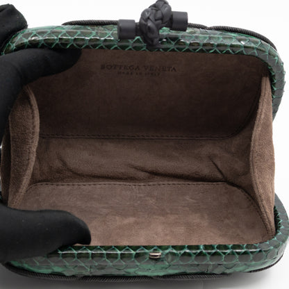 Knot Clutch Green Snakeskin Black Passamaneria Woven