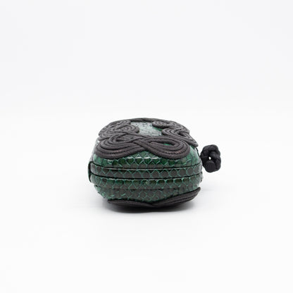 Knot Clutch Green Snakeskin Black Passamaneria Woven