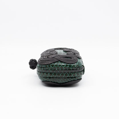 Knot Clutch Green Snakeskin Black Passamaneria Woven