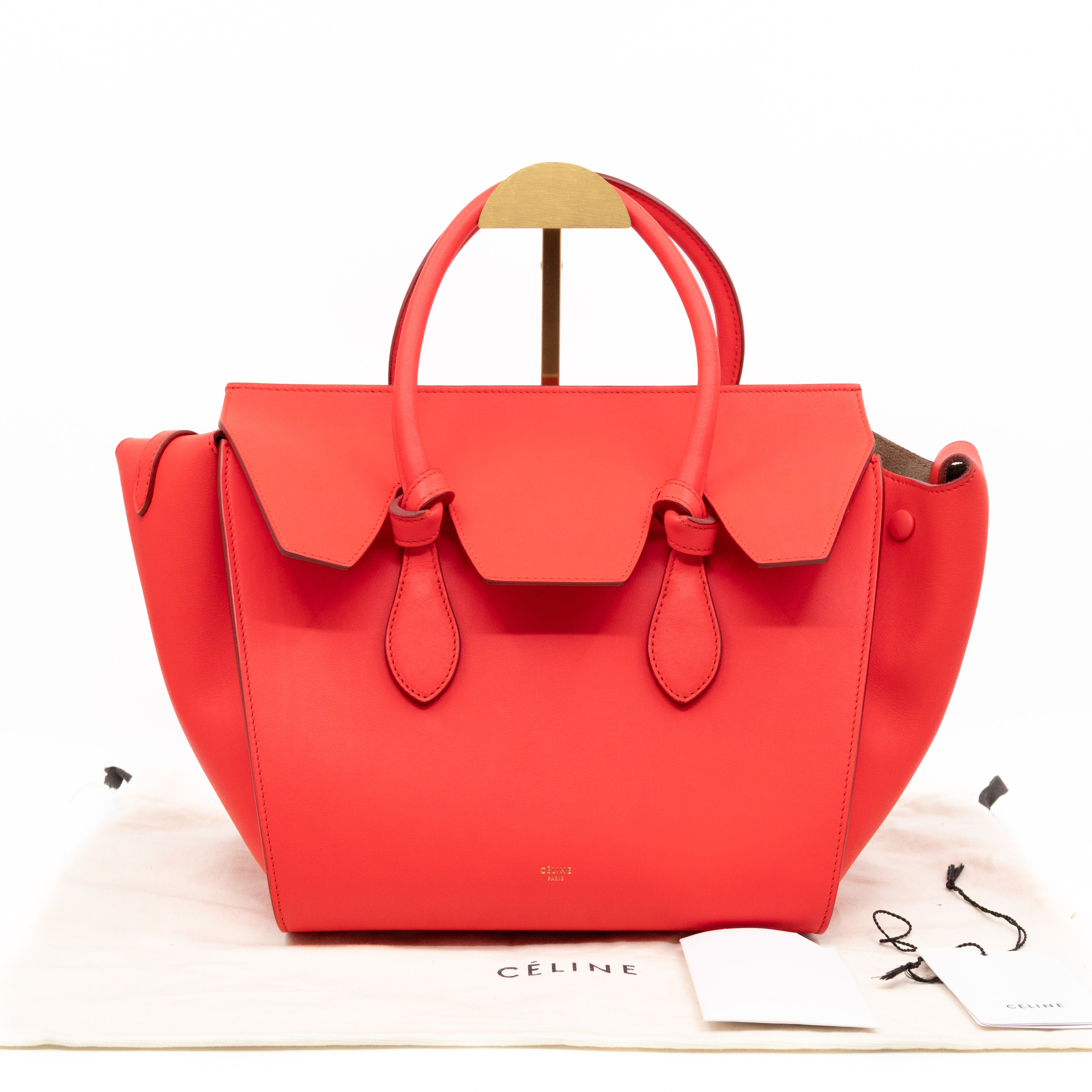 Tie Tote Bag Mini Red Leather