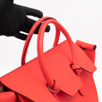 Tie Tote Bag Mini Red Leather