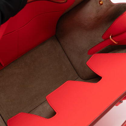 Tie Tote Bag Mini Red Leather