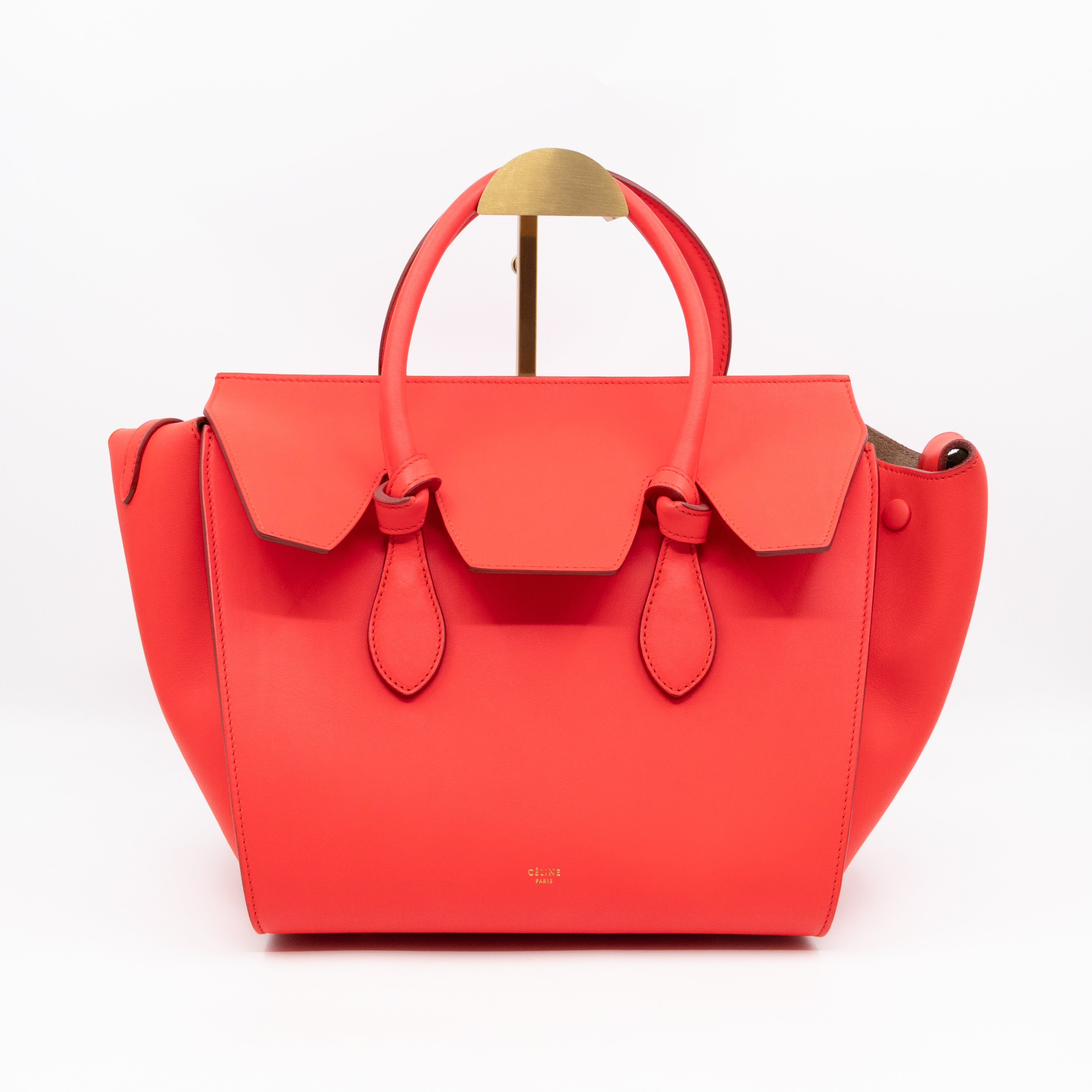 Tie Tote Bag Mini Red Leather