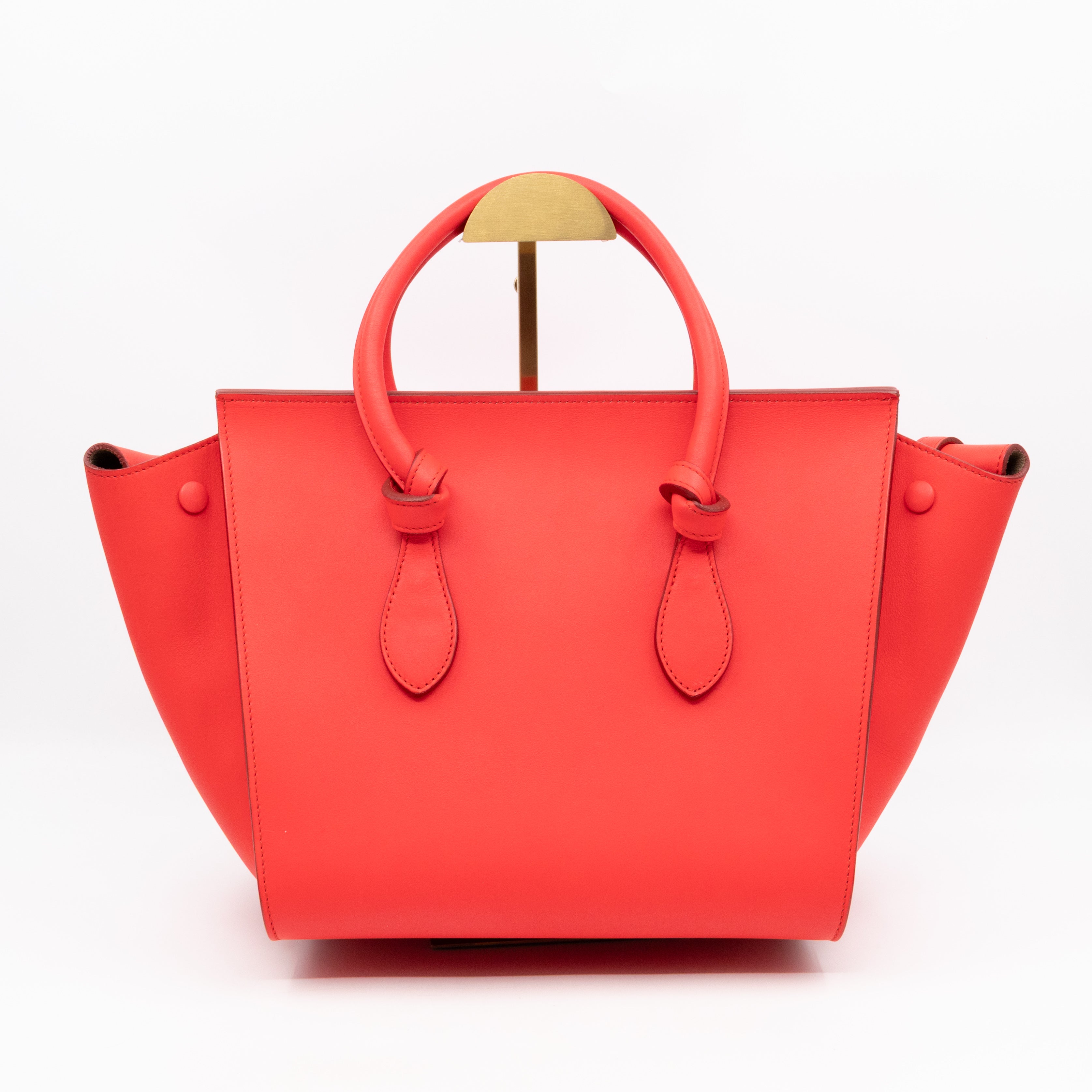 Tie Tote Bag Mini Red Leather