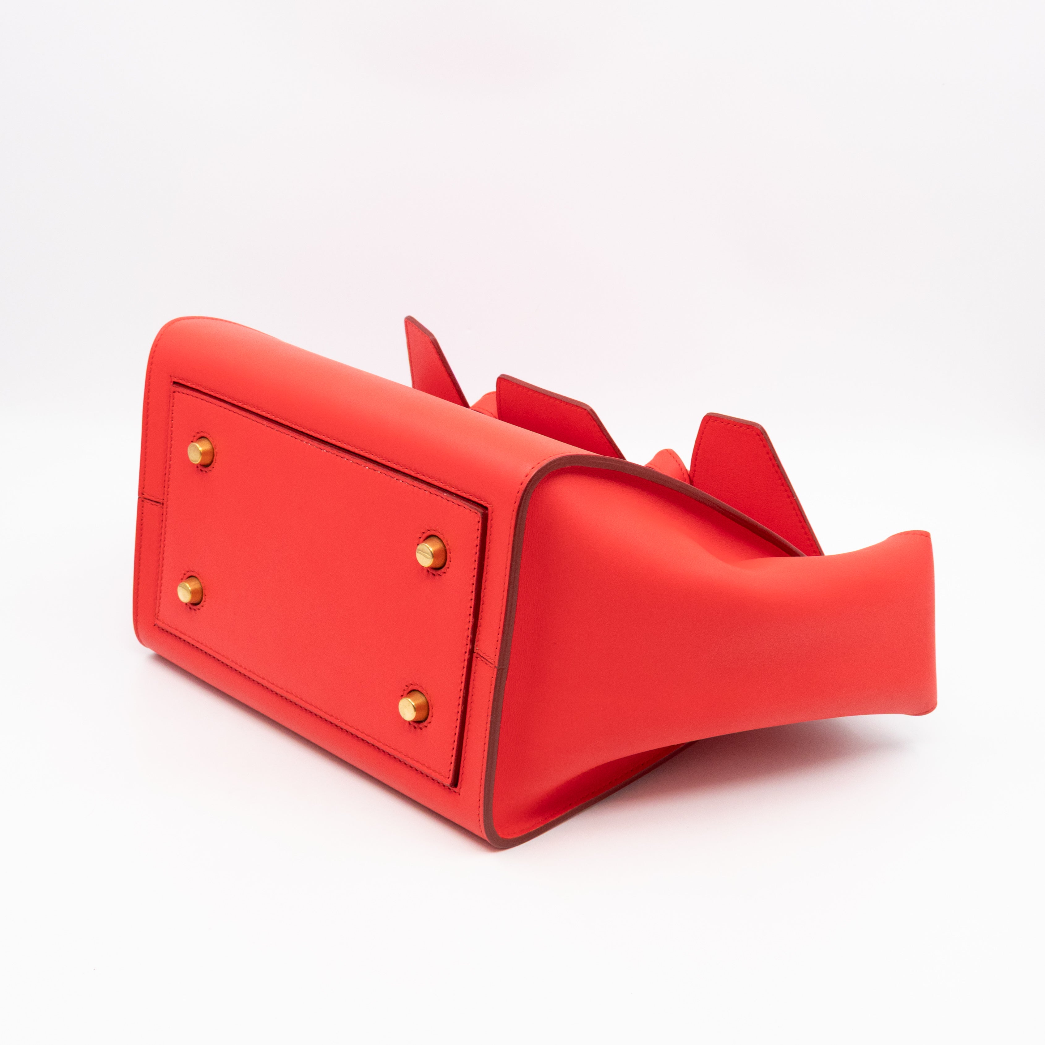 Tie Tote Bag Mini Red Leather