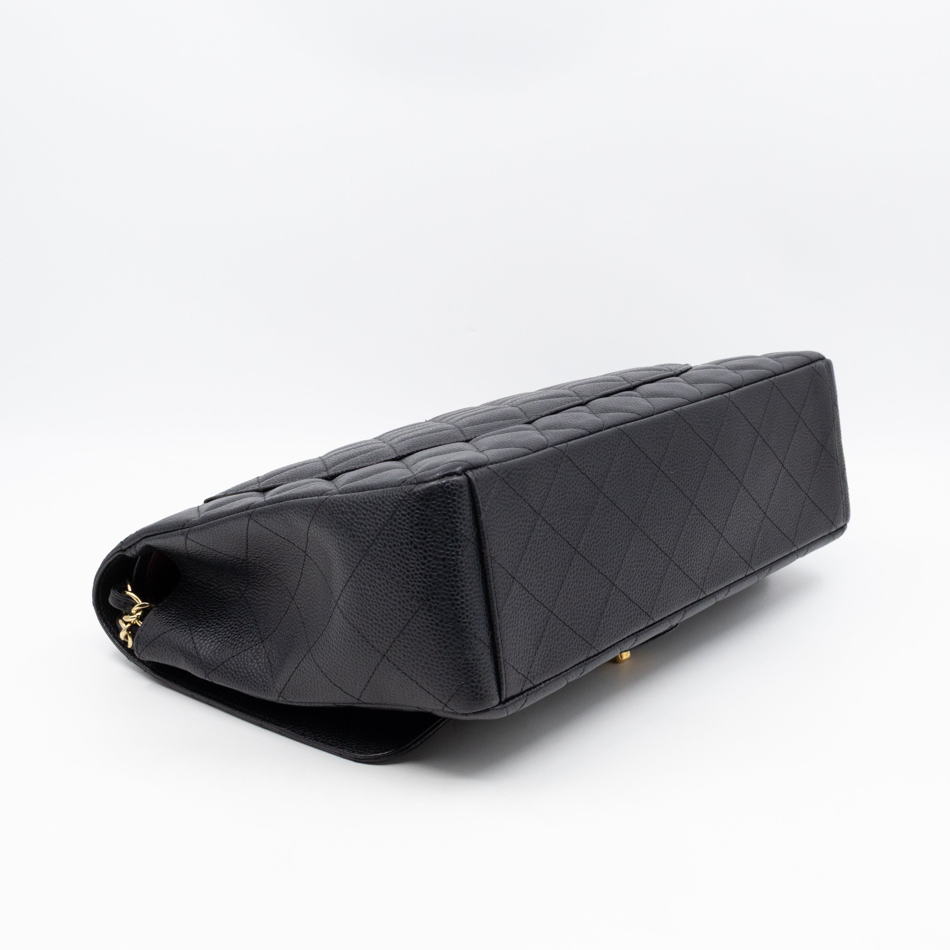 Classic Double Flap Maxi Black Caviar Leather Gold