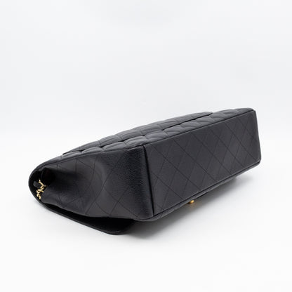 Classic Double Flap Maxi Black Caviar Leather Gold