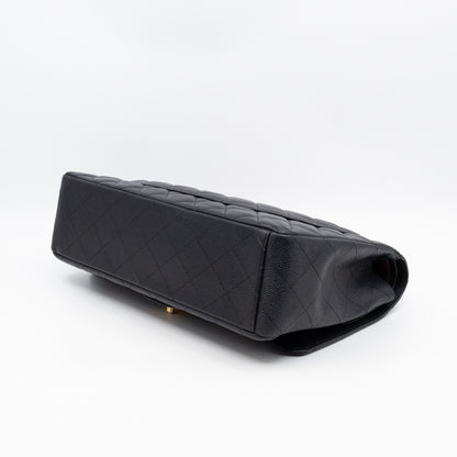 Classic Double Flap Maxi Black Caviar Leather Gold