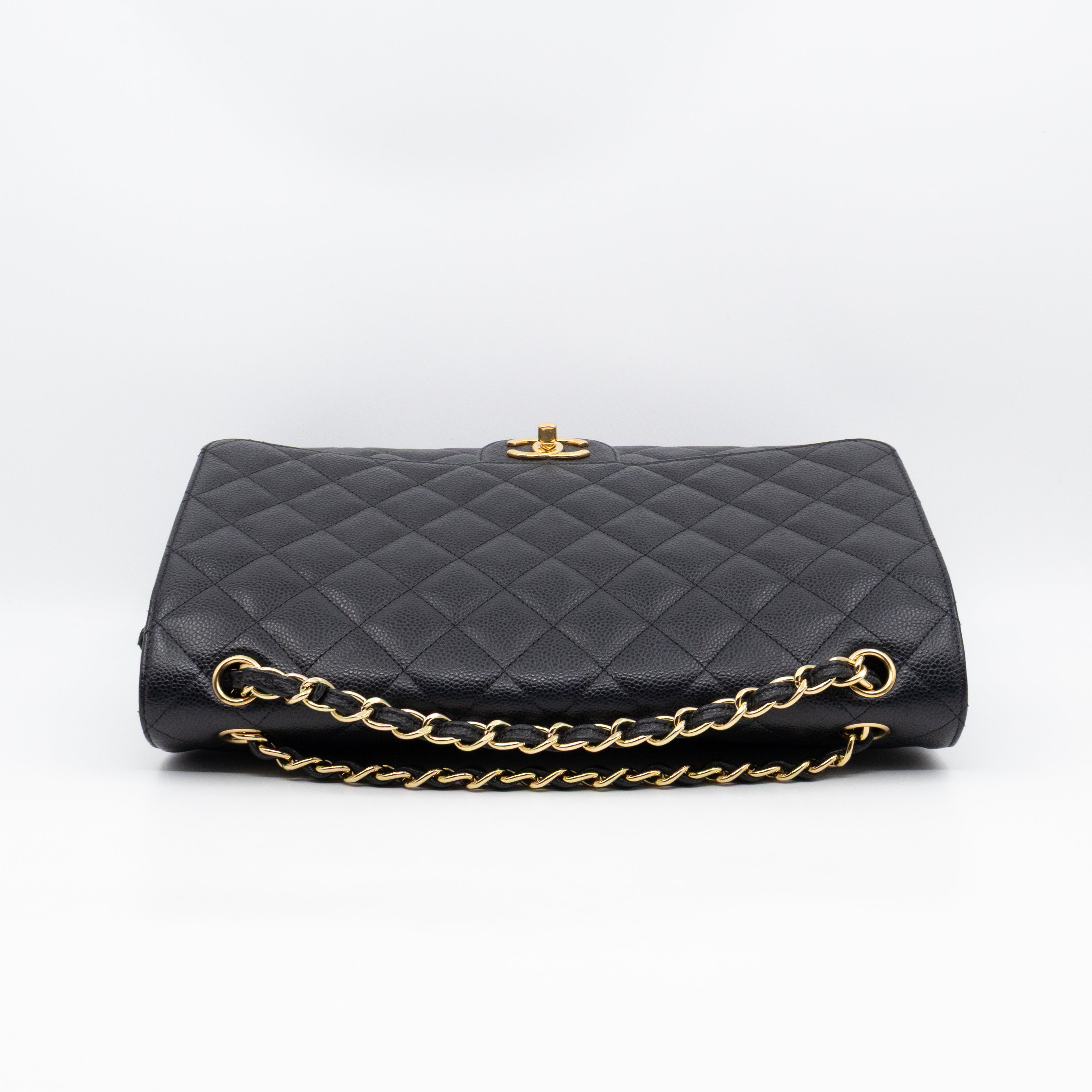 Classic Double Flap Maxi Black Caviar Leather Gold