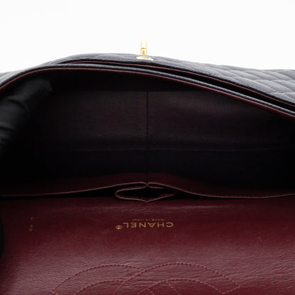 Classic Double Flap Maxi Black Caviar Leather Gold