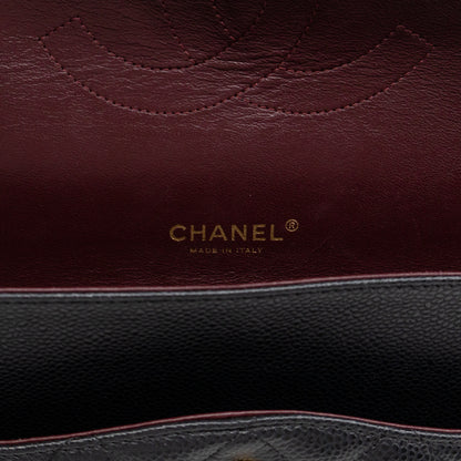 Classic Double Flap Maxi Black Caviar Leather Gold