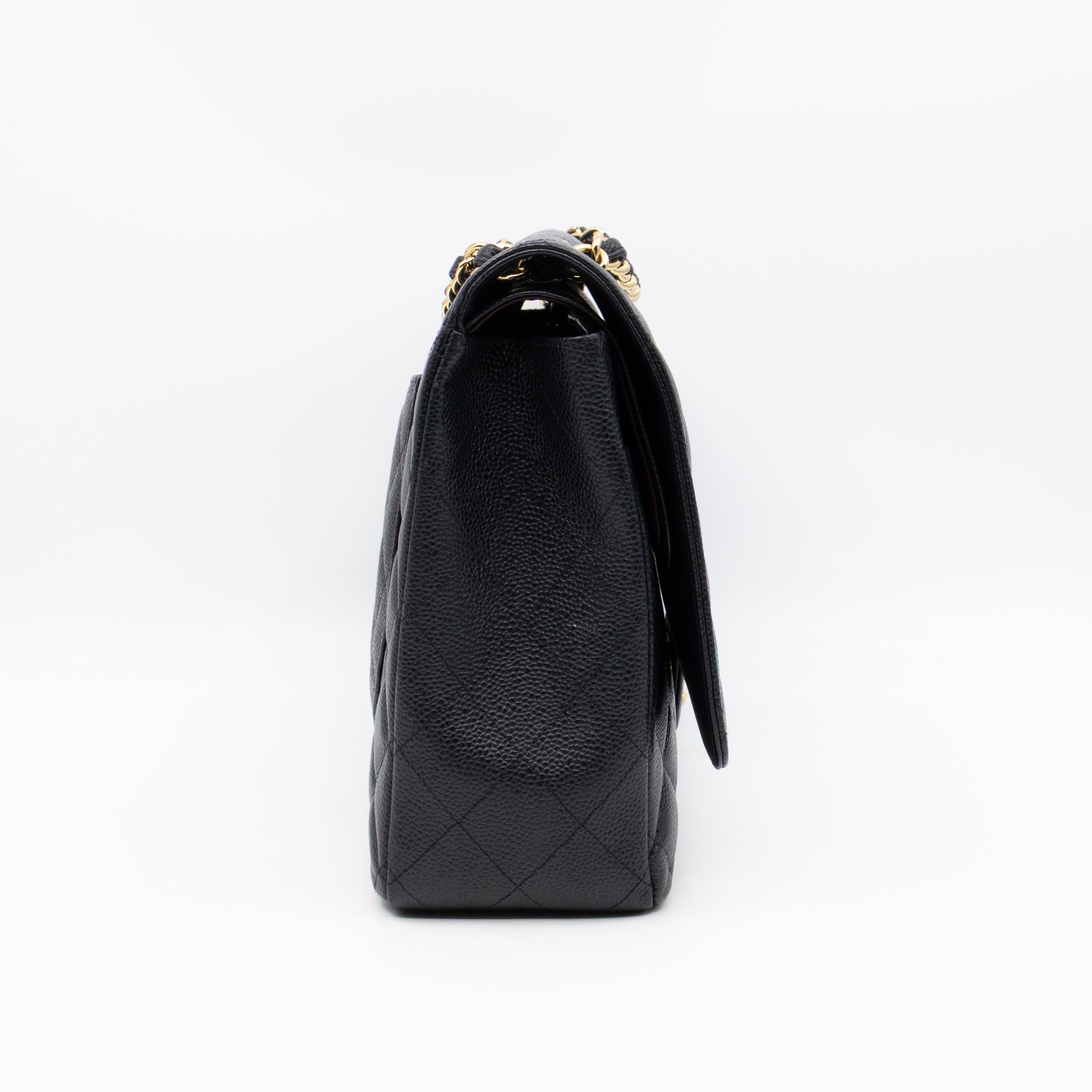 Classic Double Flap Maxi Black Caviar Leather Gold