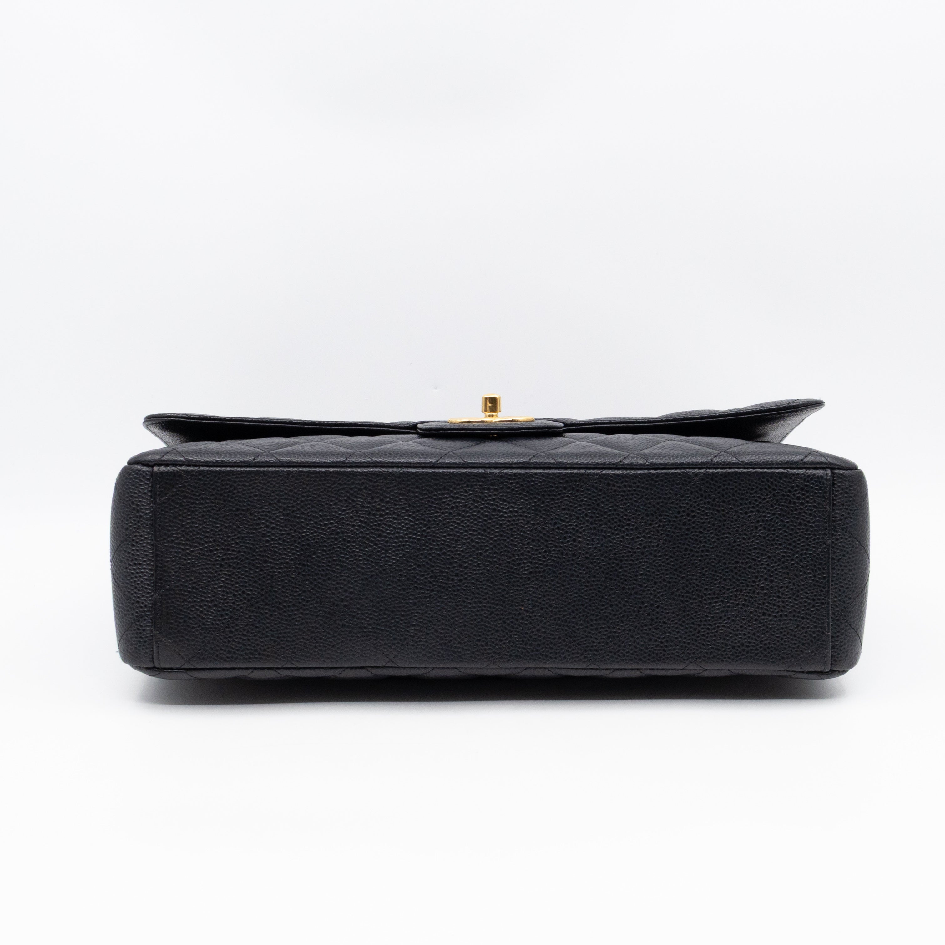Classic Double Flap Maxi Black Caviar Leather Gold