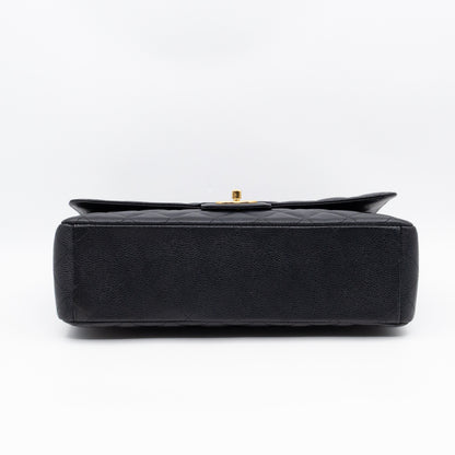 Classic Double Flap Maxi Black Caviar Leather Gold