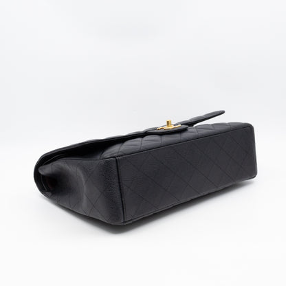 Classic Double Flap Maxi Black Caviar Leather Gold