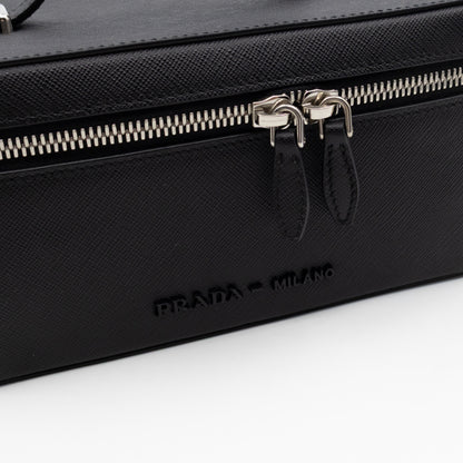 Vanity Case Black Saffiano Leather