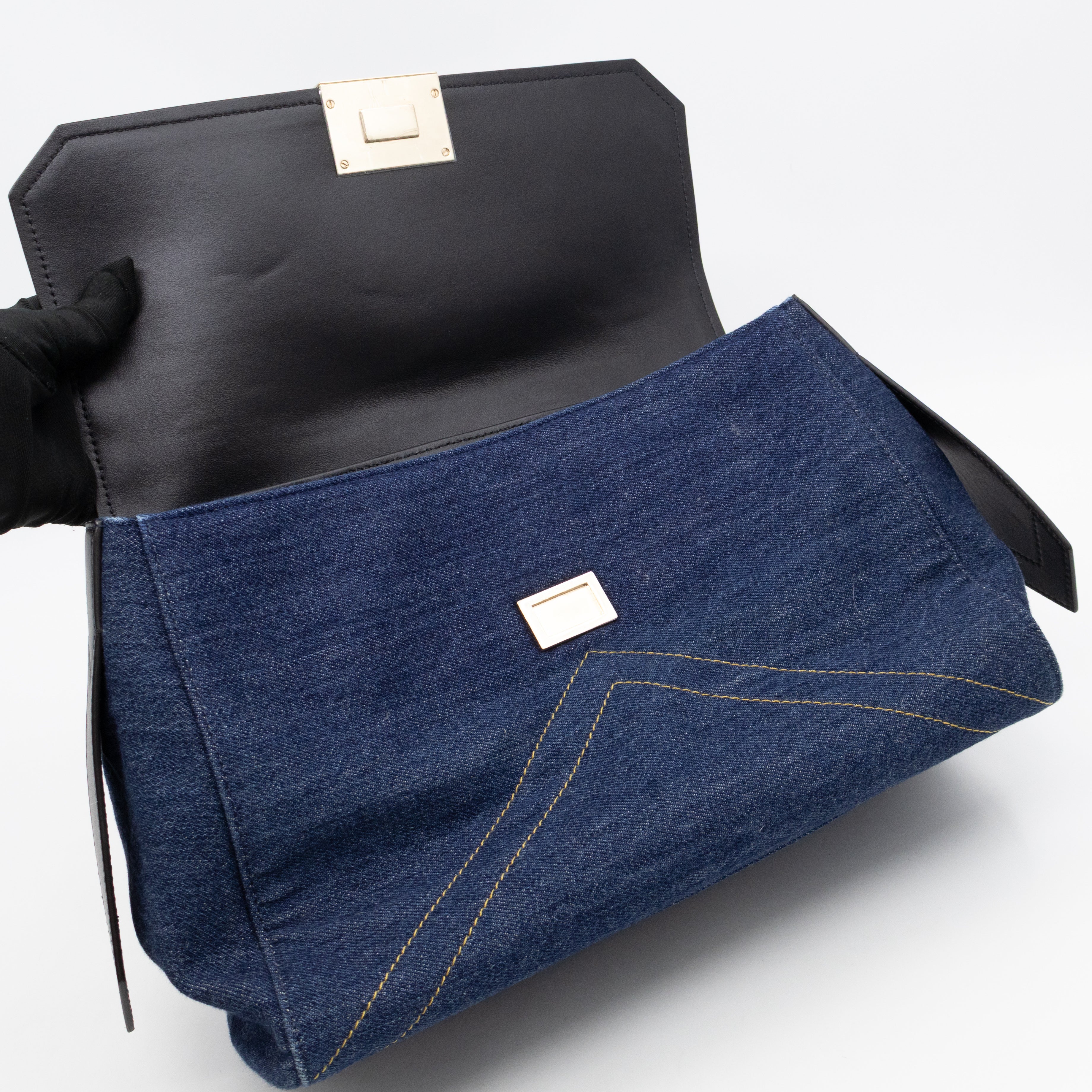 ID Medium Blue Denim Black Leather