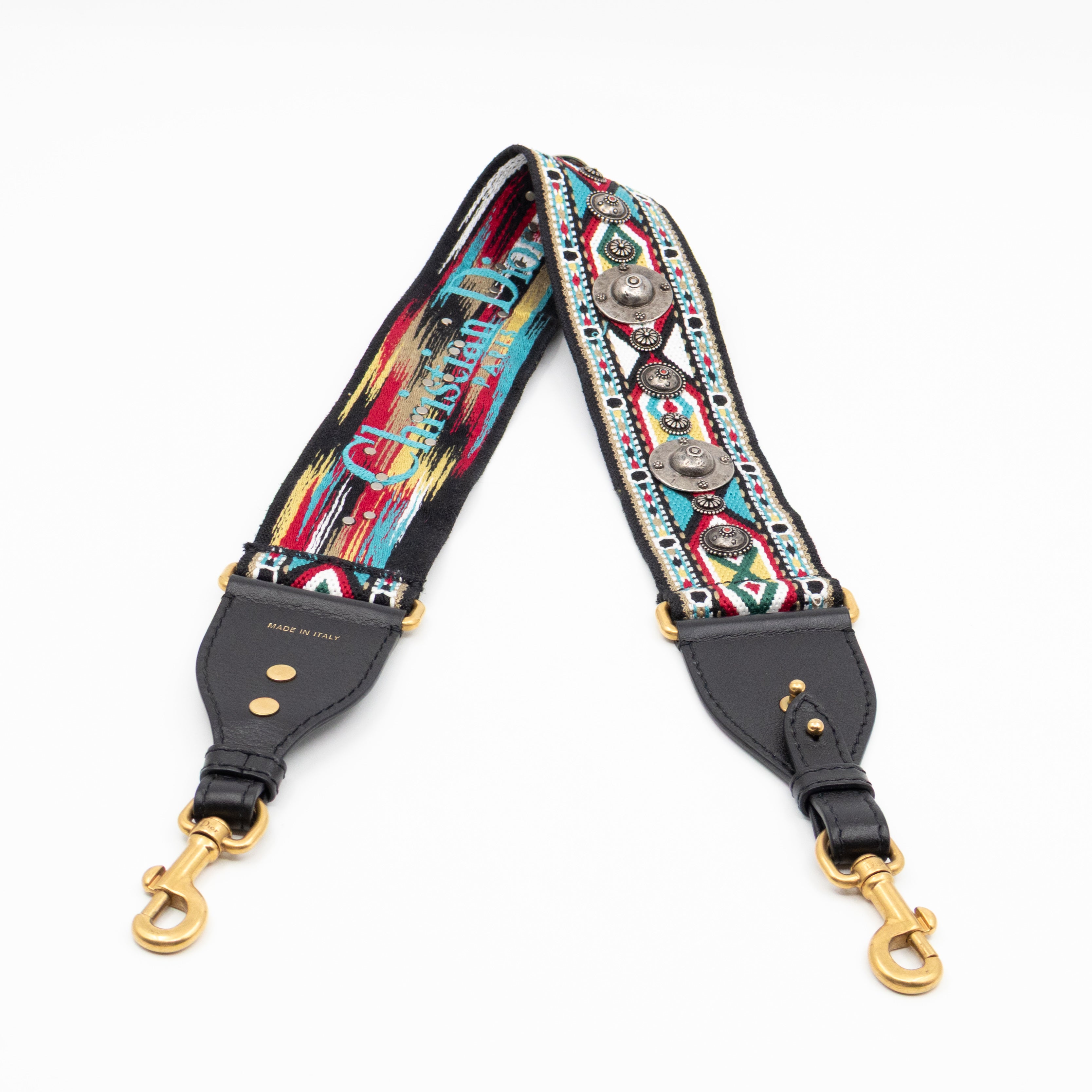 Embellished Bag Strap in Blue Multicolor Cotton