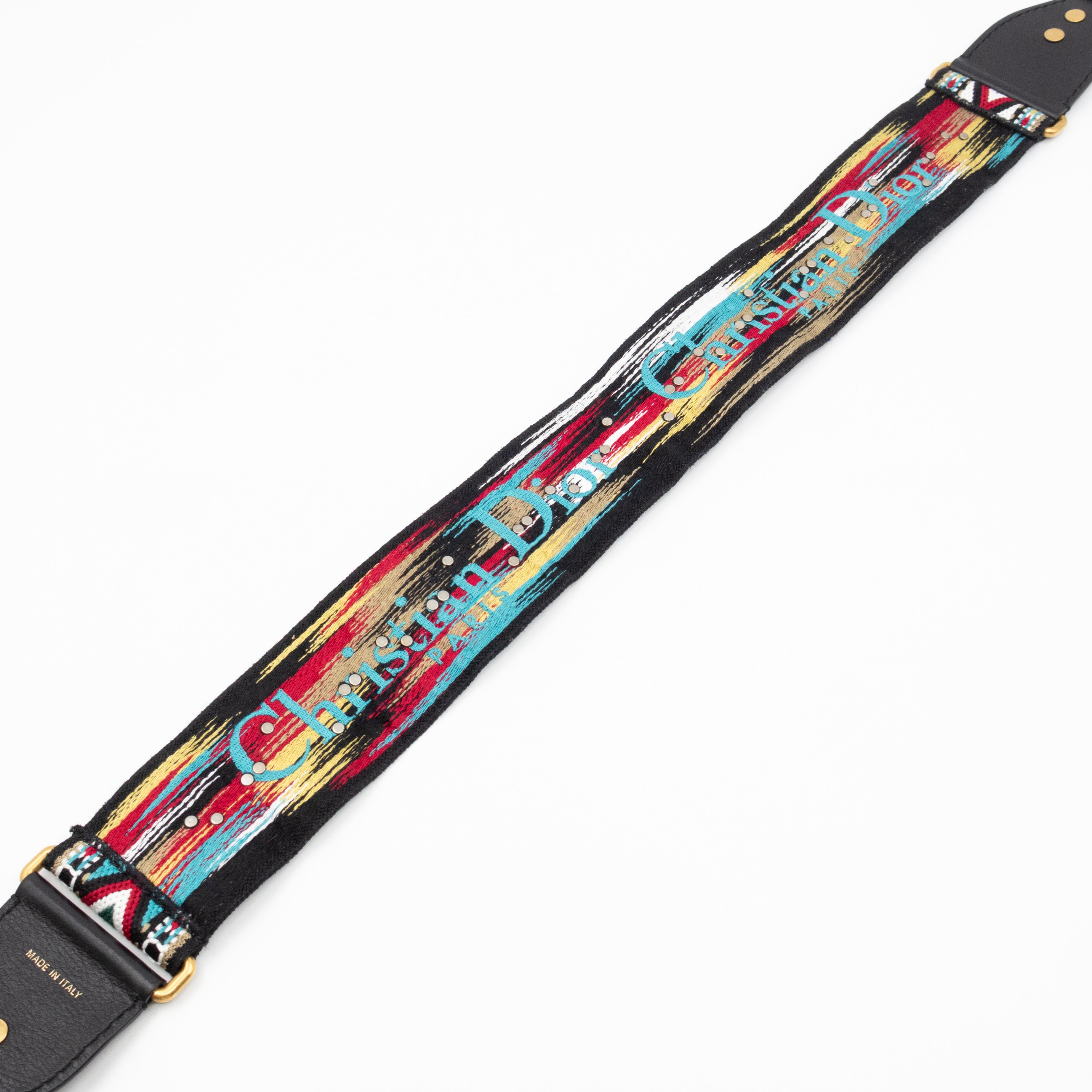 Embellished Bag Strap in Blue Multicolor Cotton