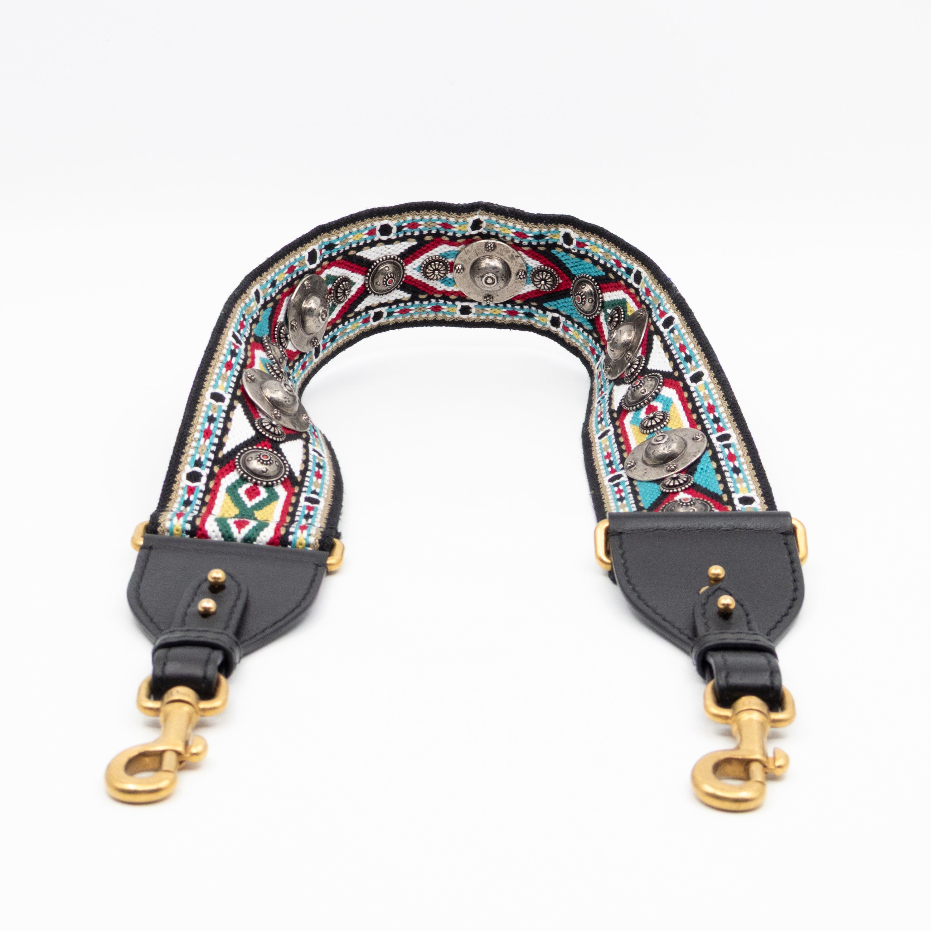 Embellished Bag Strap in Blue Multicolor Cotton