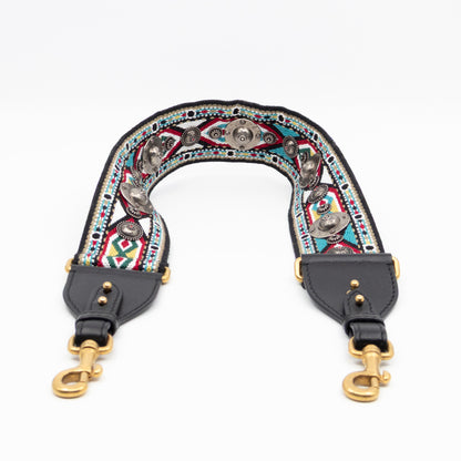 Embellished Bag Strap in Blue Multicolor Cotton
