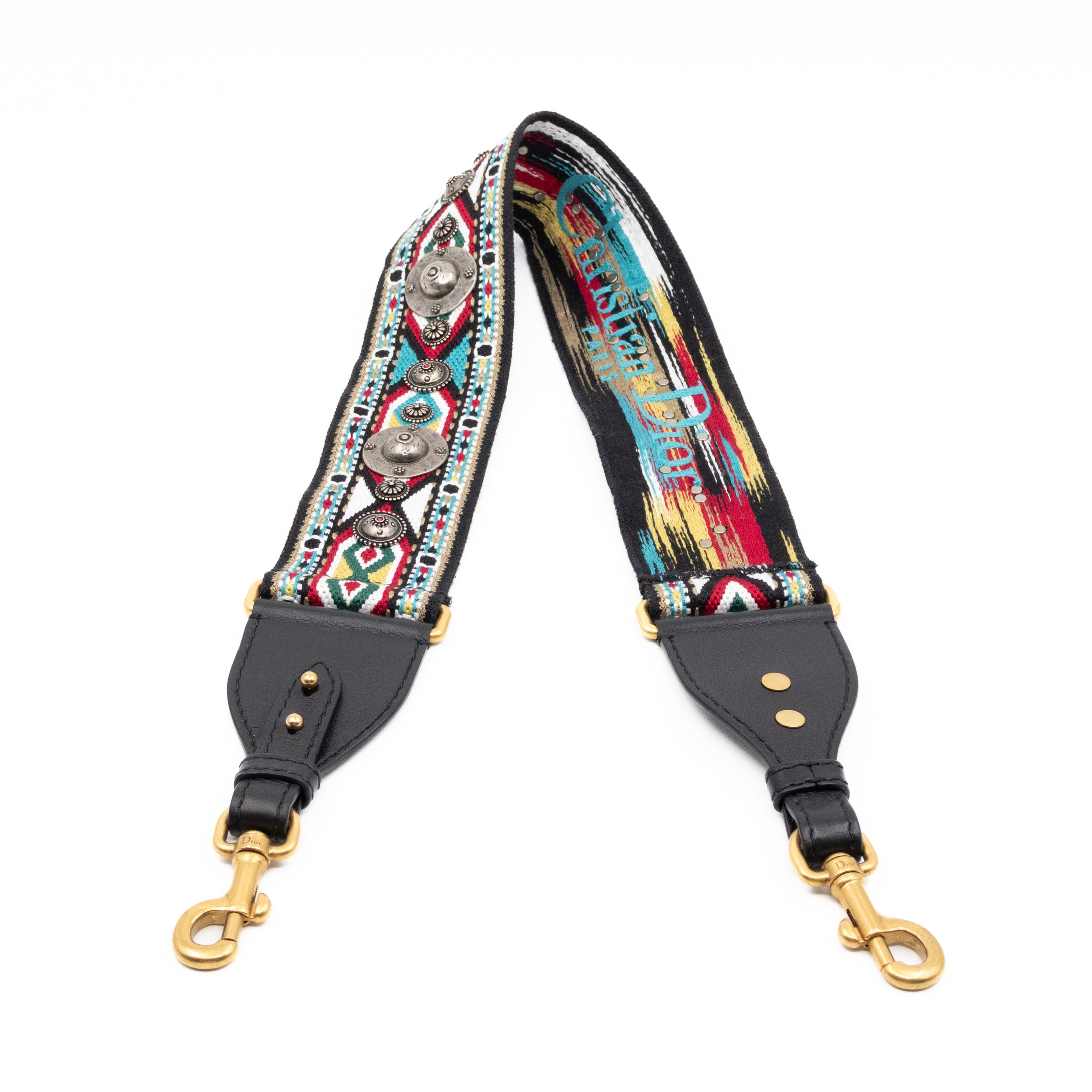 Embellished Bag Strap in Blue Multicolor Cotton