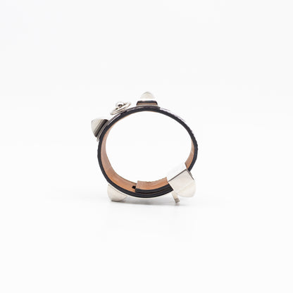 Collier de Chien Bracelet Silver & Purple Alligator Leather