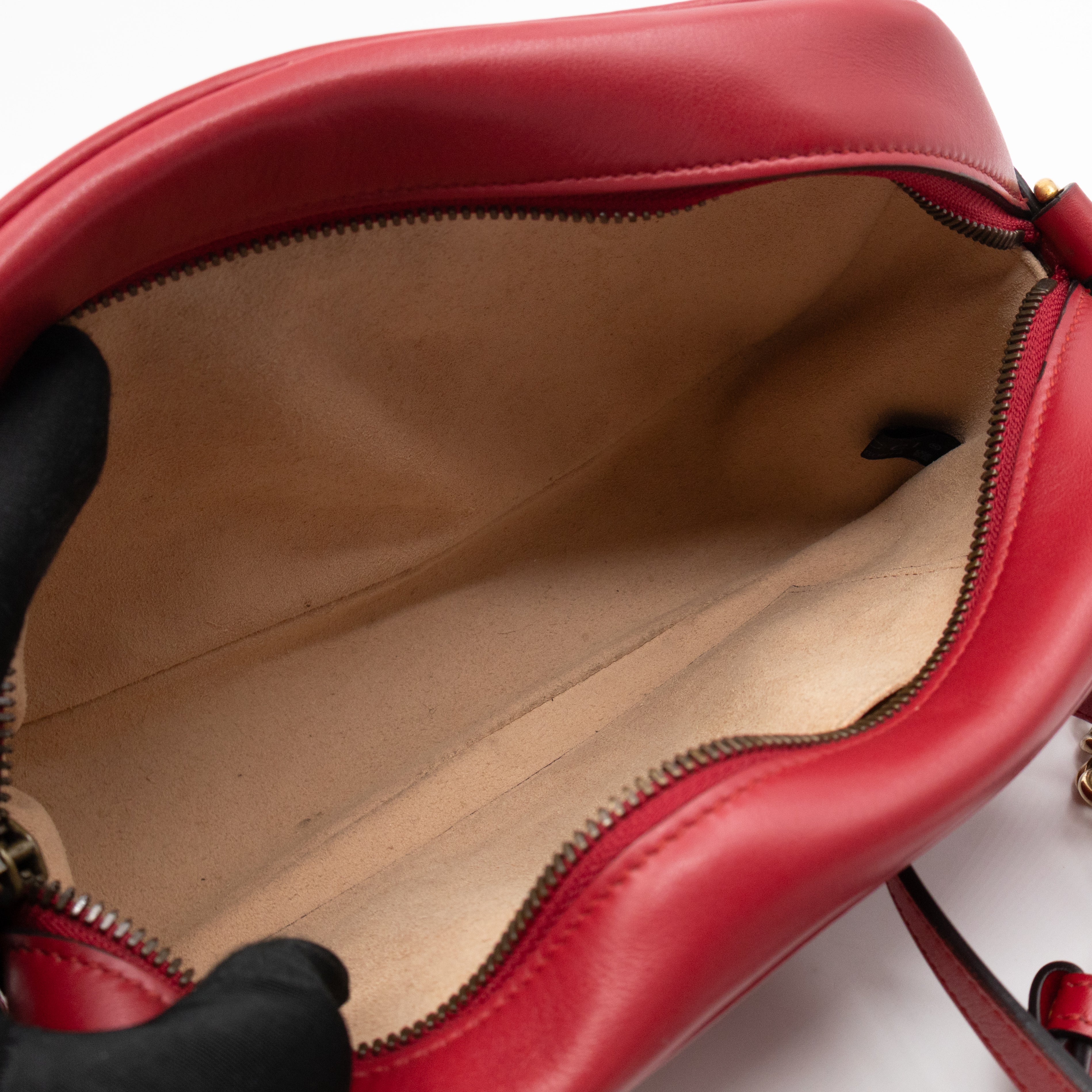 GG Marmont Small Matelasse Red Leather
