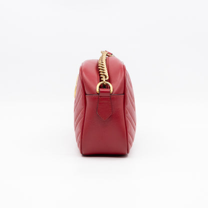 GG Marmont Small Matelasse Red Leather