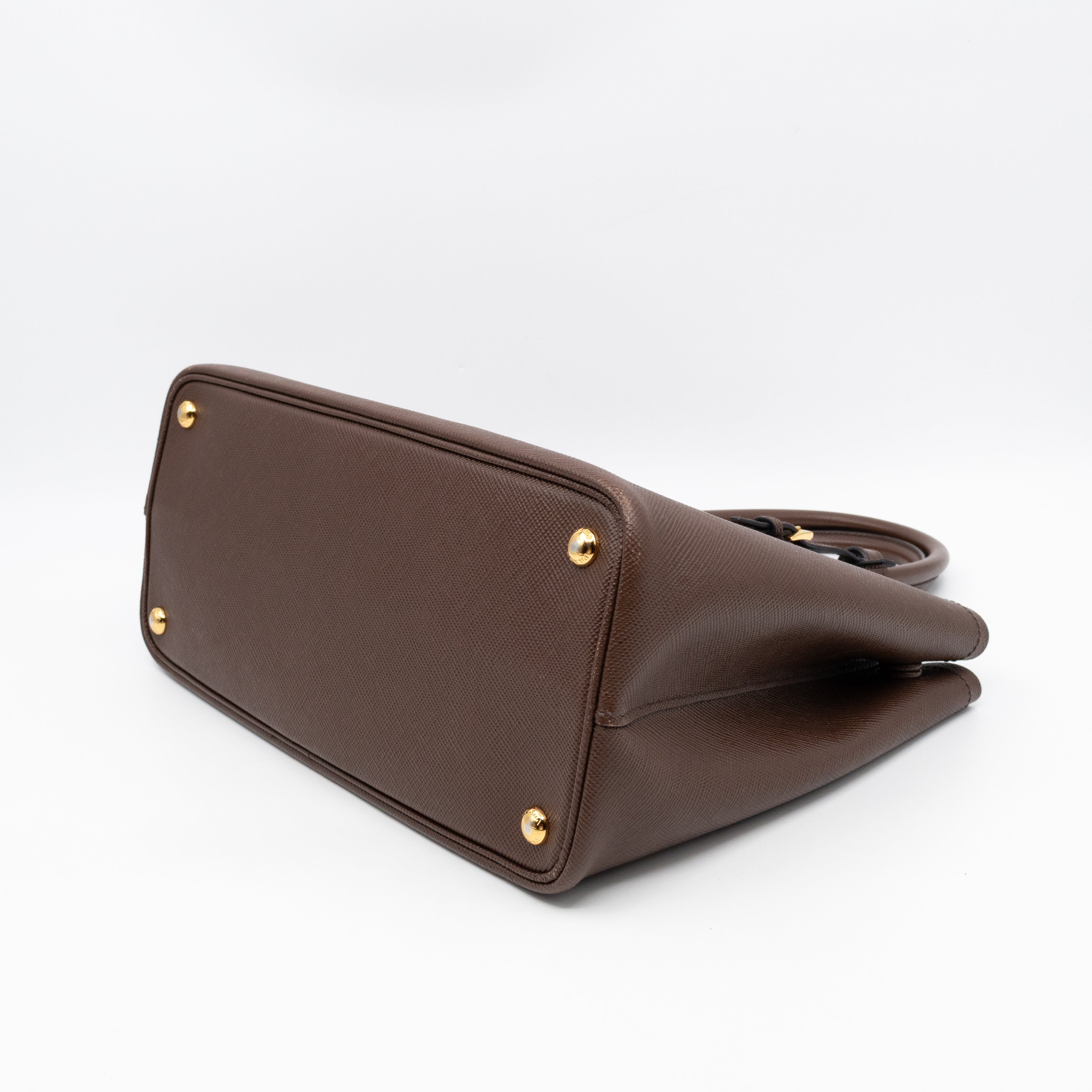 Double Bag Large Brown Saffiano Leather