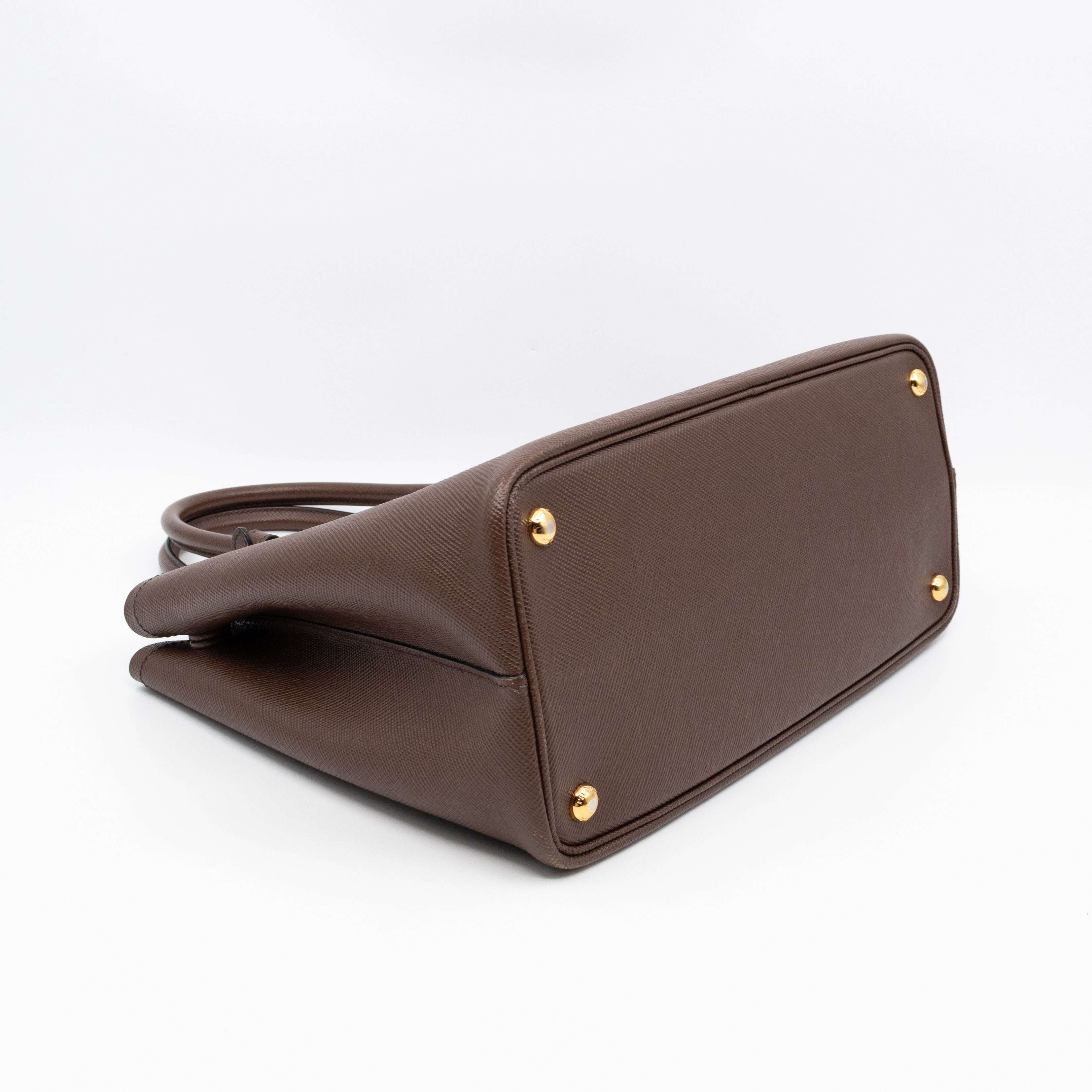 Double Bag Large Brown Saffiano Leather