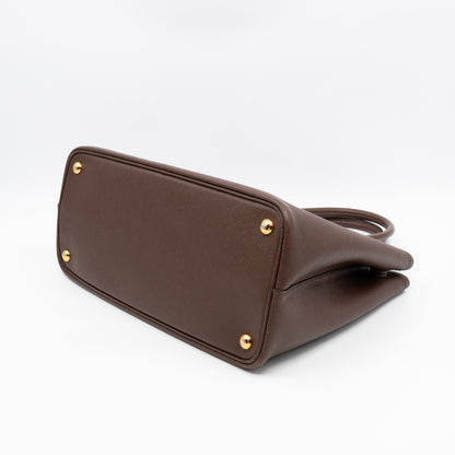 Double Bag Large Brown Saffiano Leather
