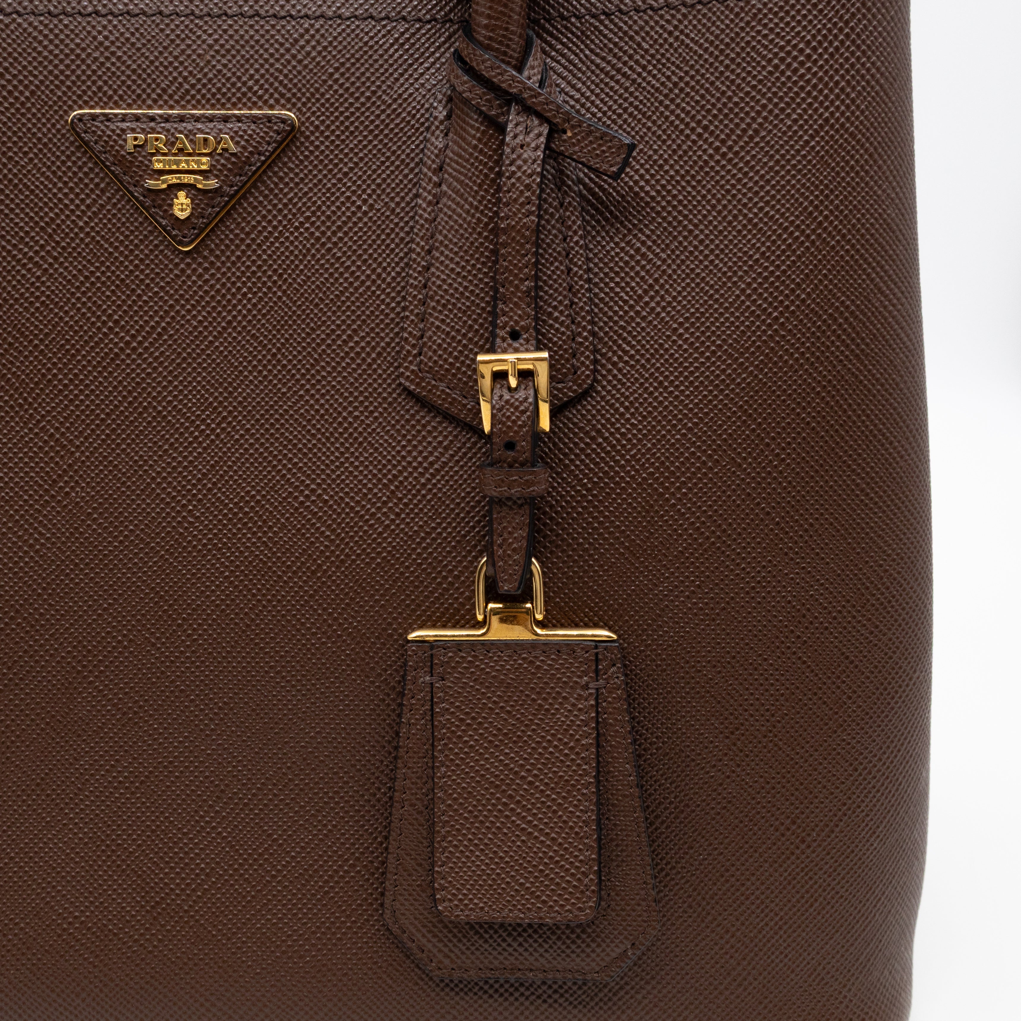 Double Bag Large Brown Saffiano Leather