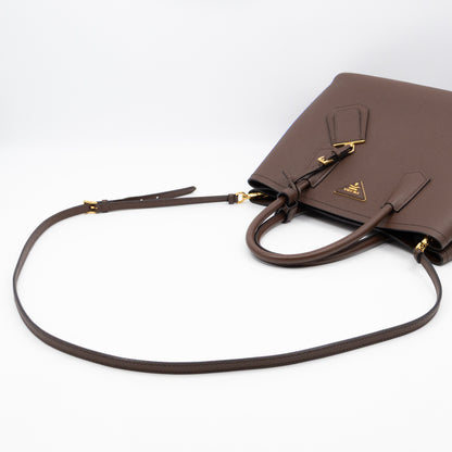 Double Bag Large Brown Saffiano Leather