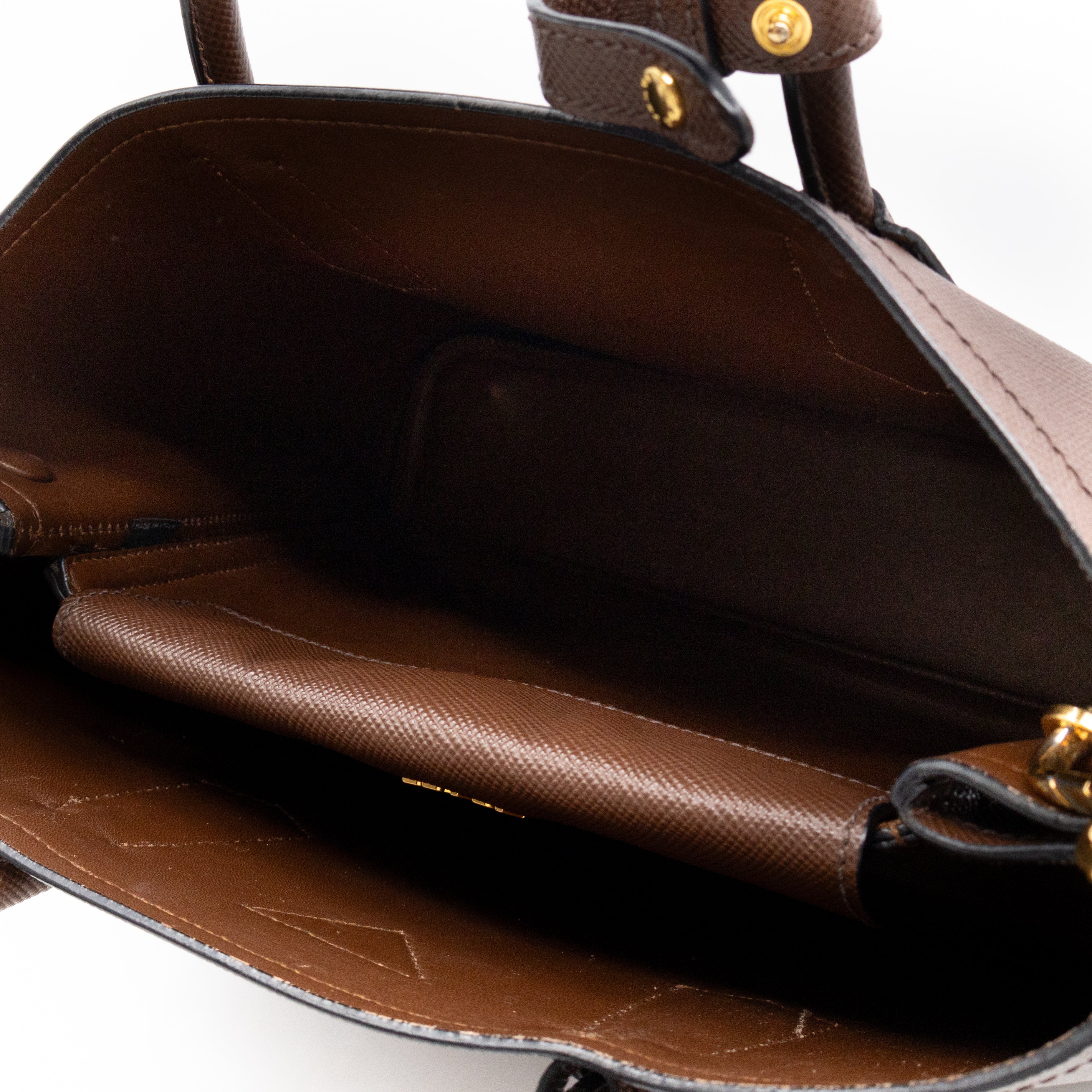 Double Bag Large Brown Saffiano Leather
