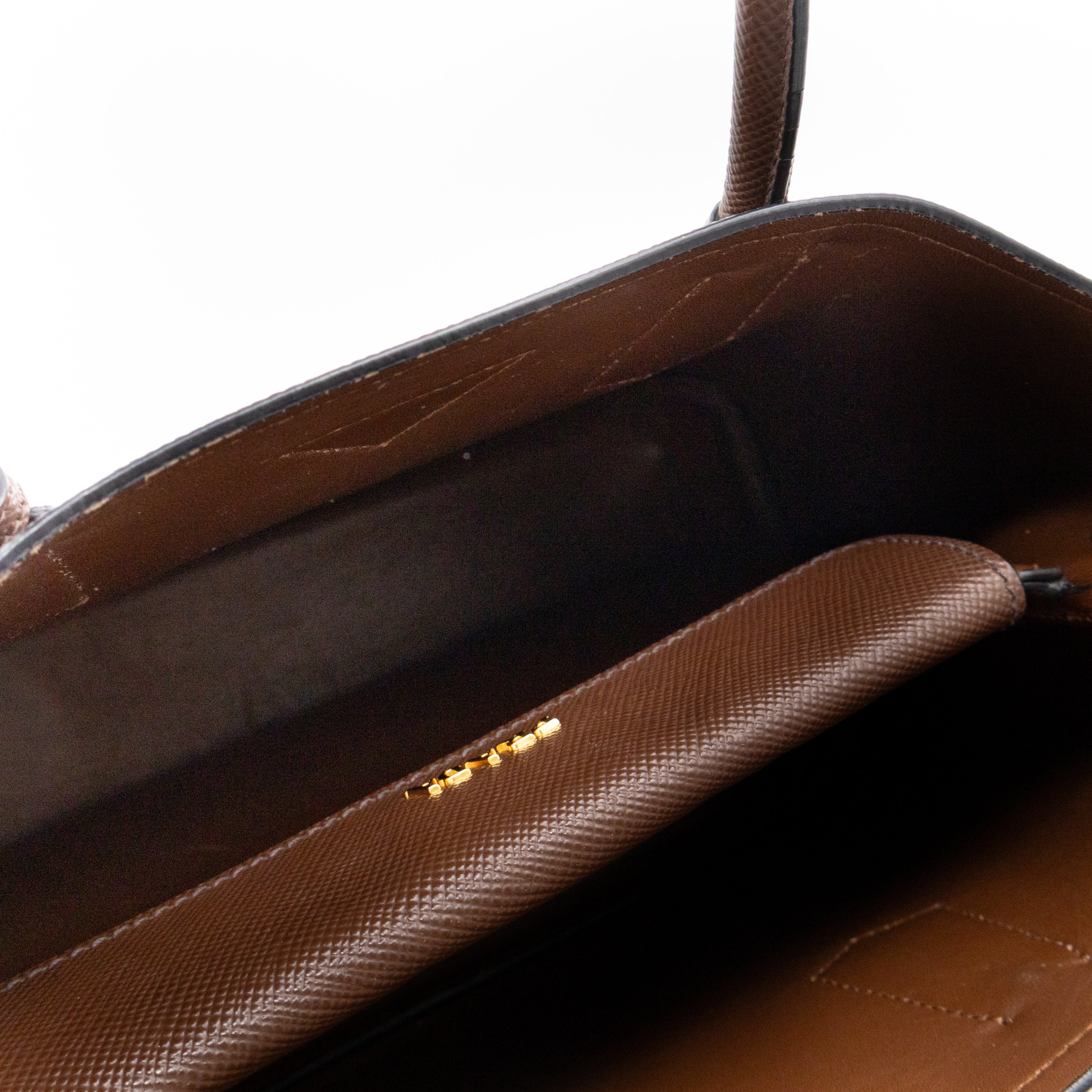 Double Bag Large Brown Saffiano Leather