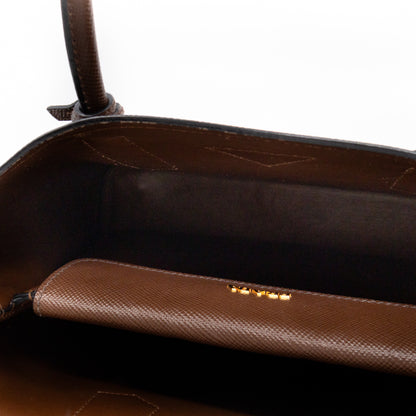Double Bag Large Brown Saffiano Leather