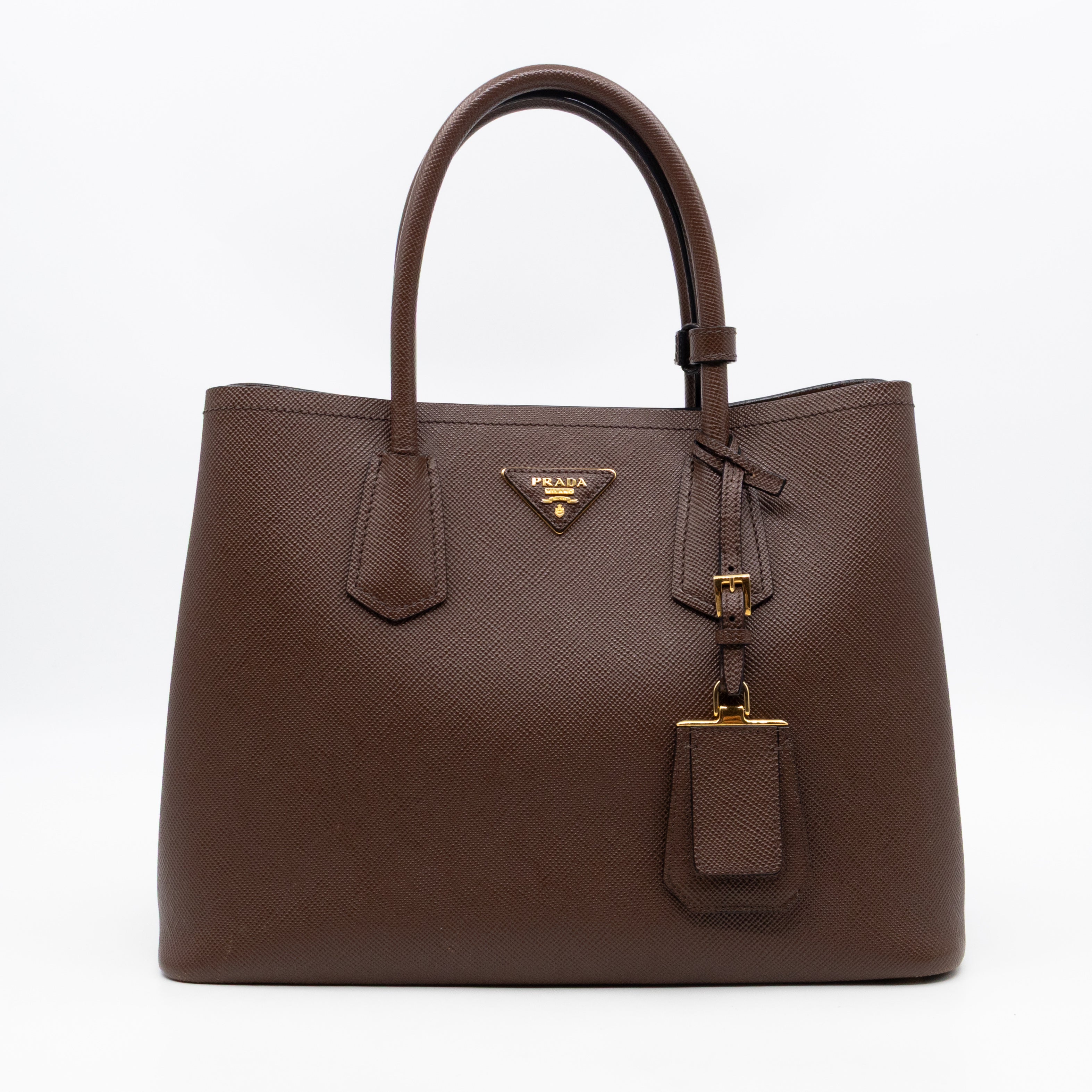 Double Bag Large Brown Saffiano Leather