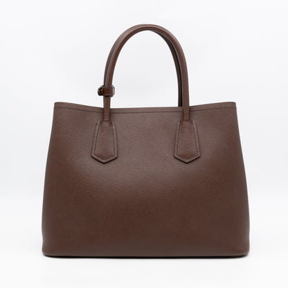 Double Bag Large Brown Saffiano Leather