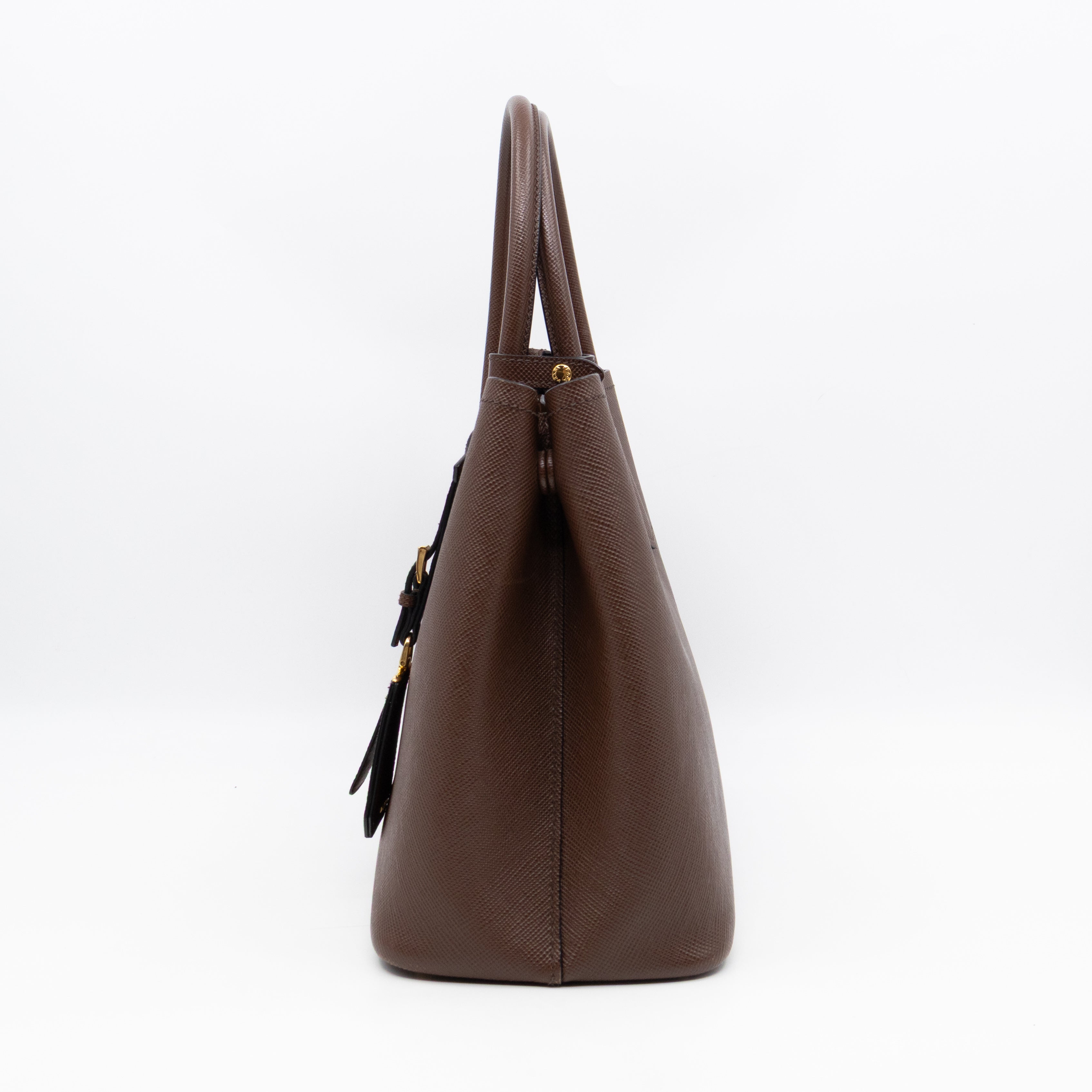 Double Bag Large Brown Saffiano Leather