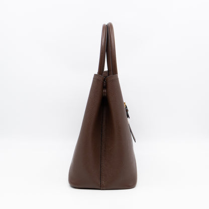 Double Bag Large Brown Saffiano Leather