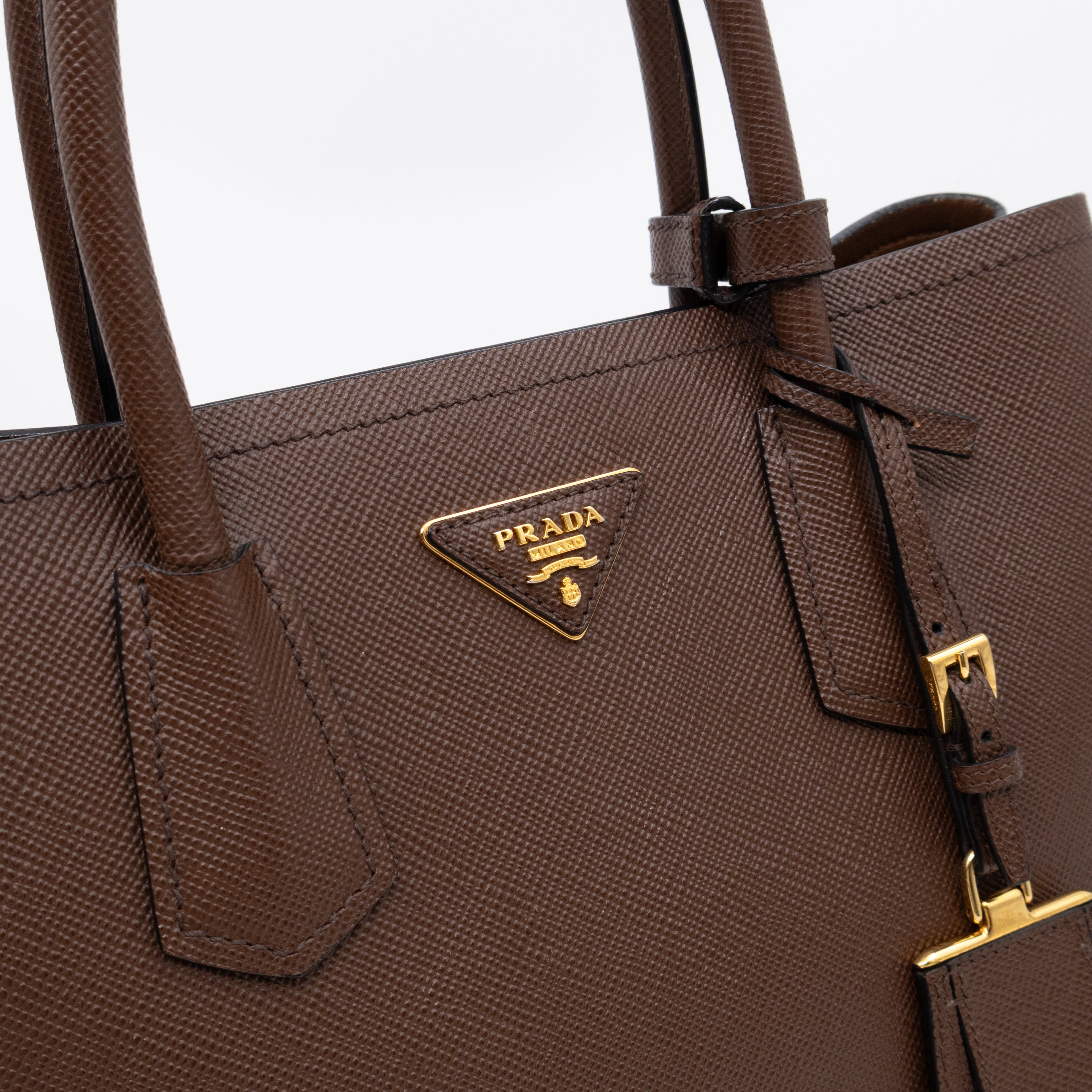 Double Bag Large Brown Saffiano Leather