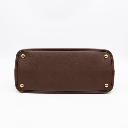 Double Bag Large Brown Saffiano Leather