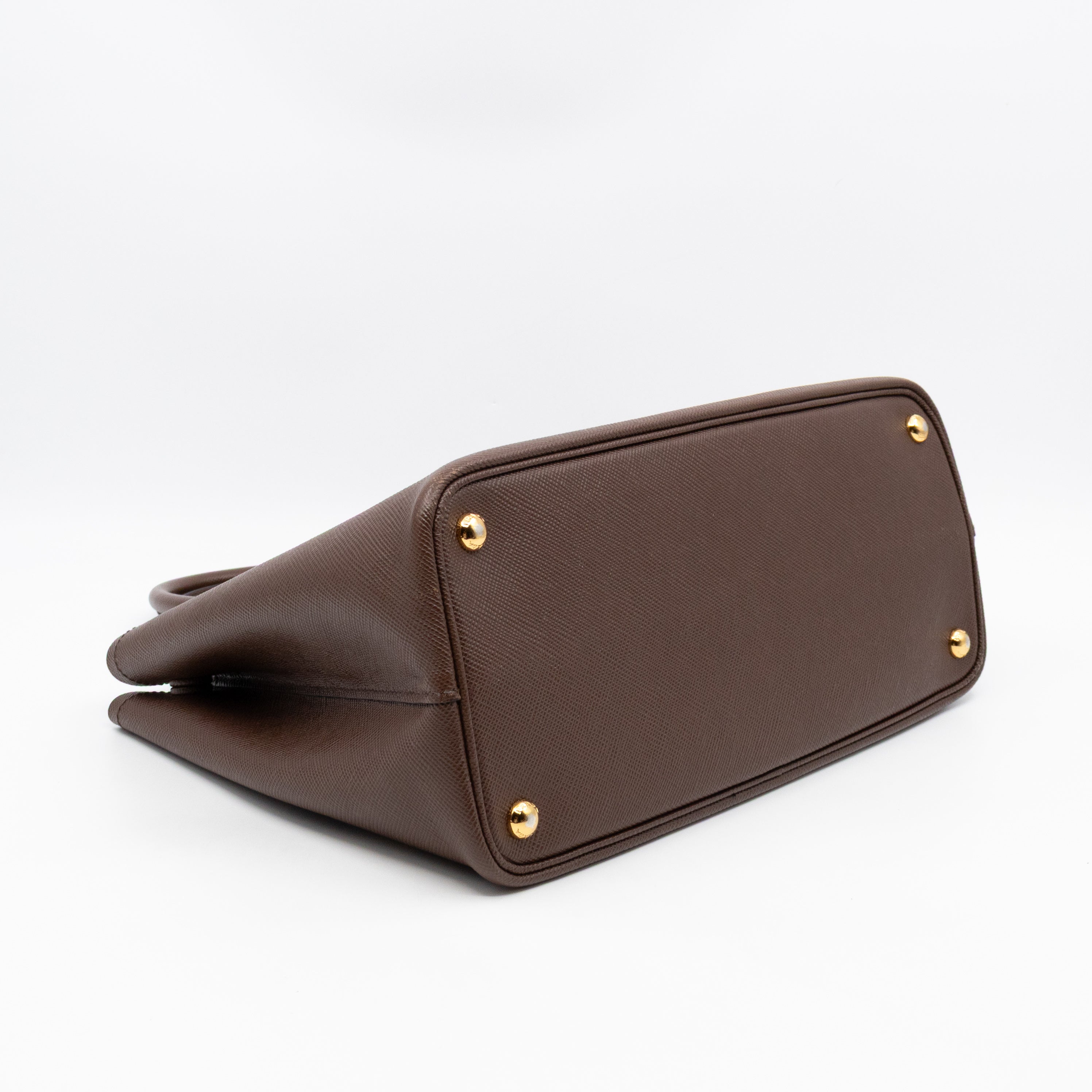 Double Bag Large Brown Saffiano Leather