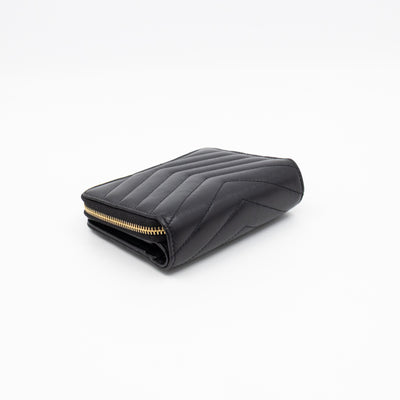 Cassandre Matelasse Compact Zip-Around Wallet Black Lambskin