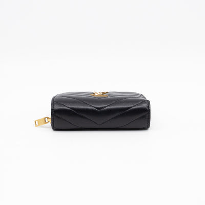 Cassandre Matelasse Compact Zip-Around Wallet Black Lambskin