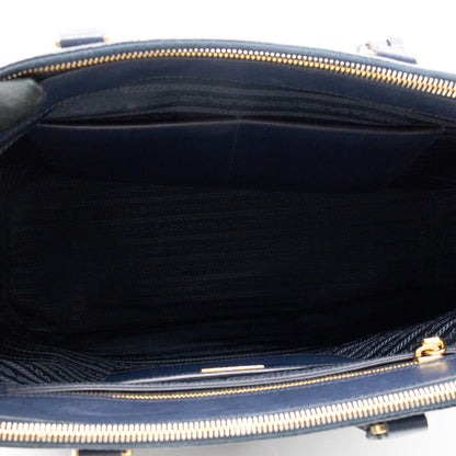 Galleria Large Double Zip Navy Saffiano Leather