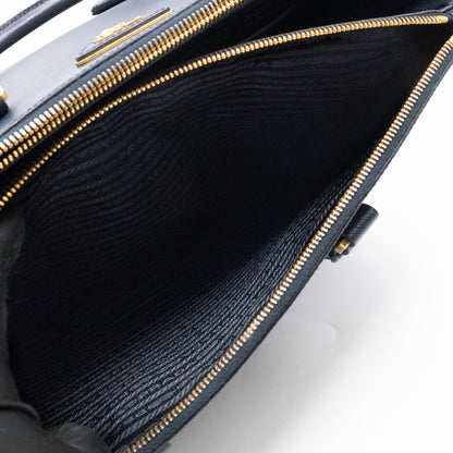 Galleria Large Double Zip Navy Saffiano Leather