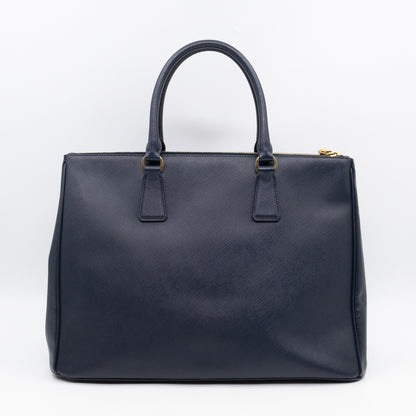 Galleria Large Double Zip Navy Saffiano Leather
