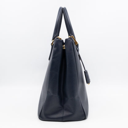 Galleria Large Double Zip Navy Saffiano Leather